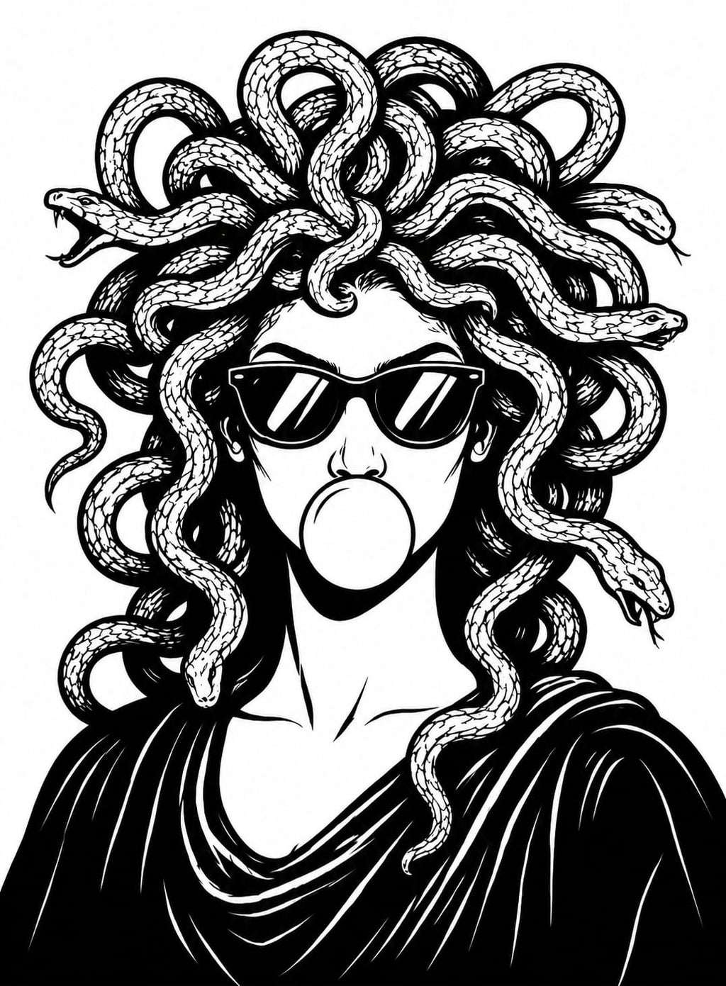 MEDUSA Bubble Pop – Oversized Graphic T-Shirt | Monochrome Streetwear Edition