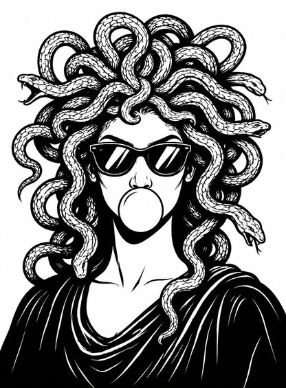 MEDUSA Bubble Pop – Oversized Graphic T-Shirt | Monochrome Streetwear Edition