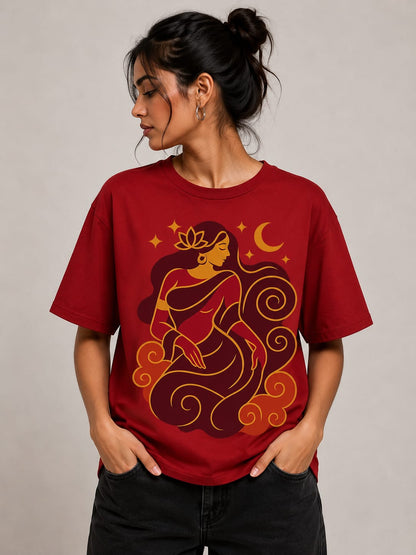 Celestial Serenity – Oversized Graphic T-Shirt | Mystic Moon Edition