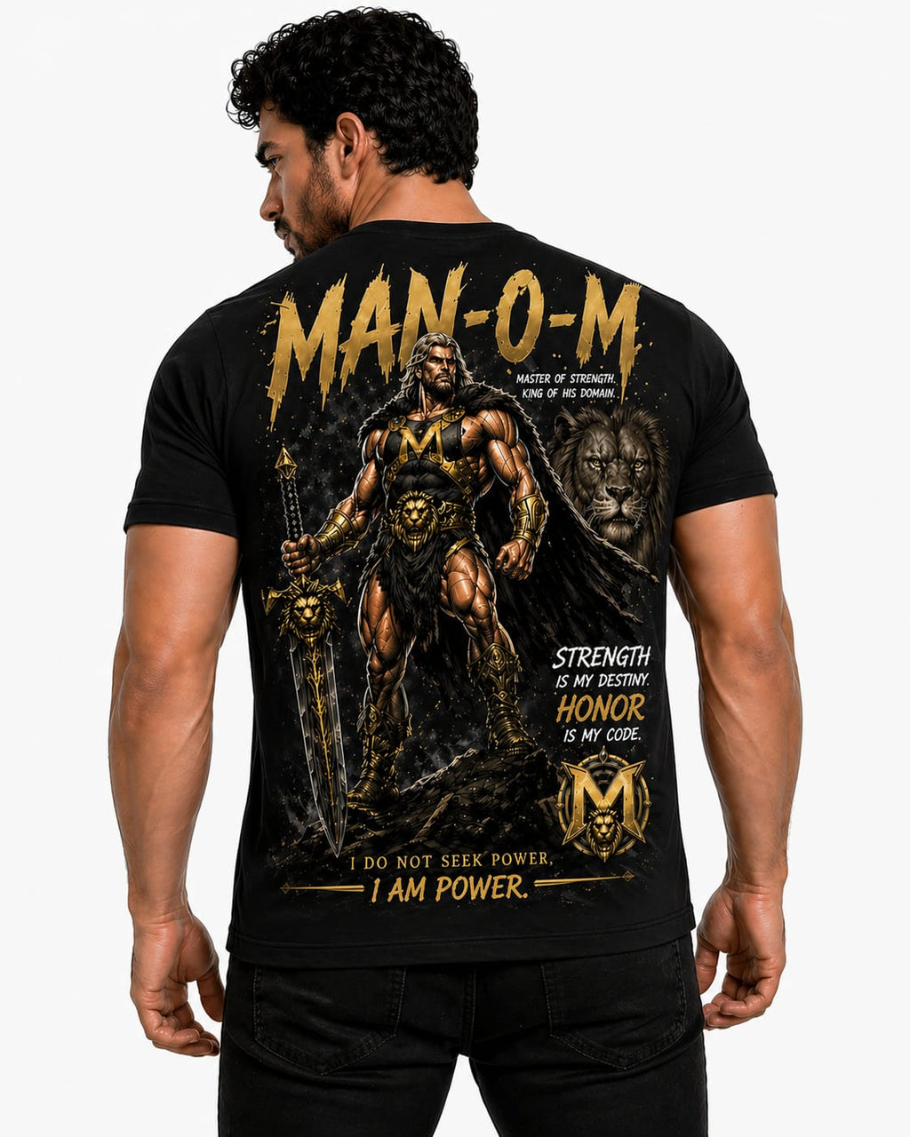MAN-O-M™️ Warrior King Graphic T-Shirt | Premium Power Edition