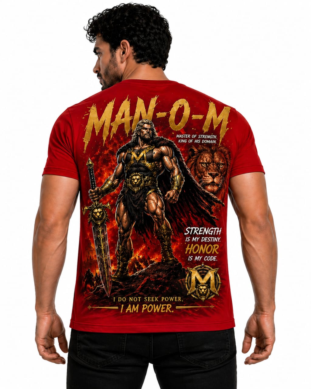 MAN-O-M™️ Warrior King Graphic T-Shirt | Premium Power Edition