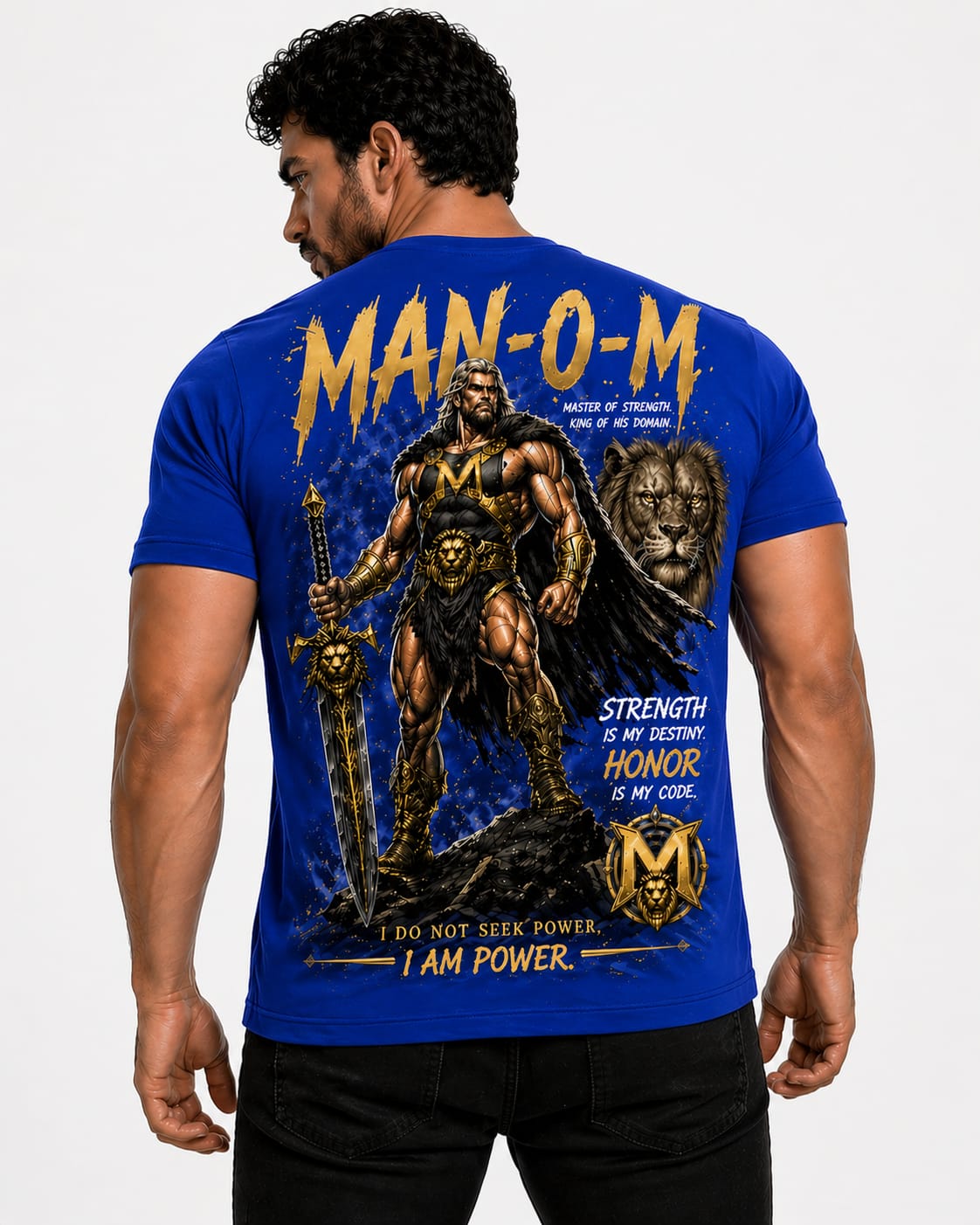 MAN-O-M™️ Warrior King Graphic T-Shirt | Premium Power Edition