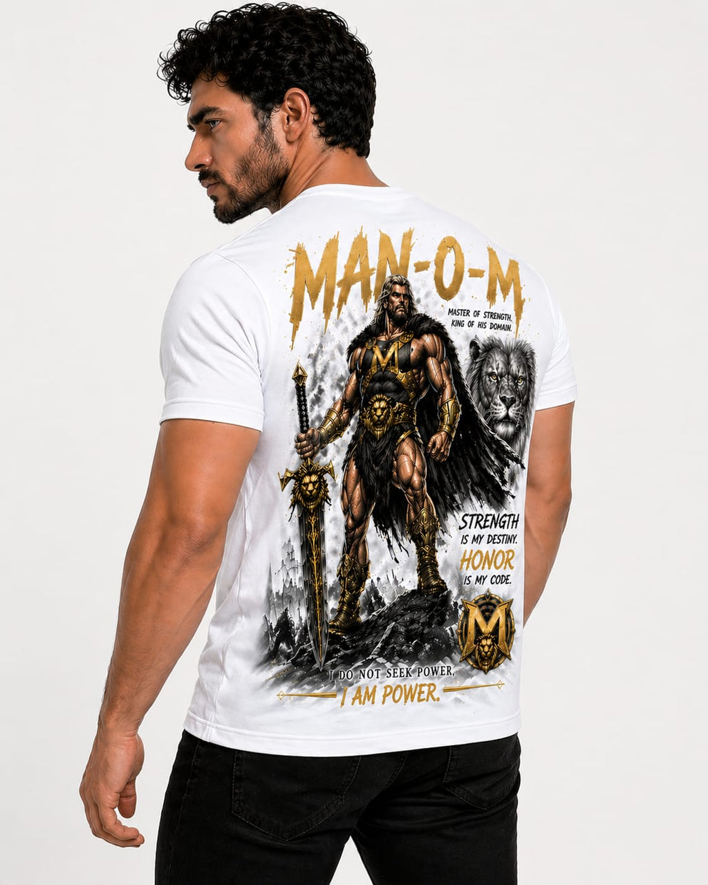 MAN-O-M™️ Warrior King Graphic T-Shirt | Premium Power Edition