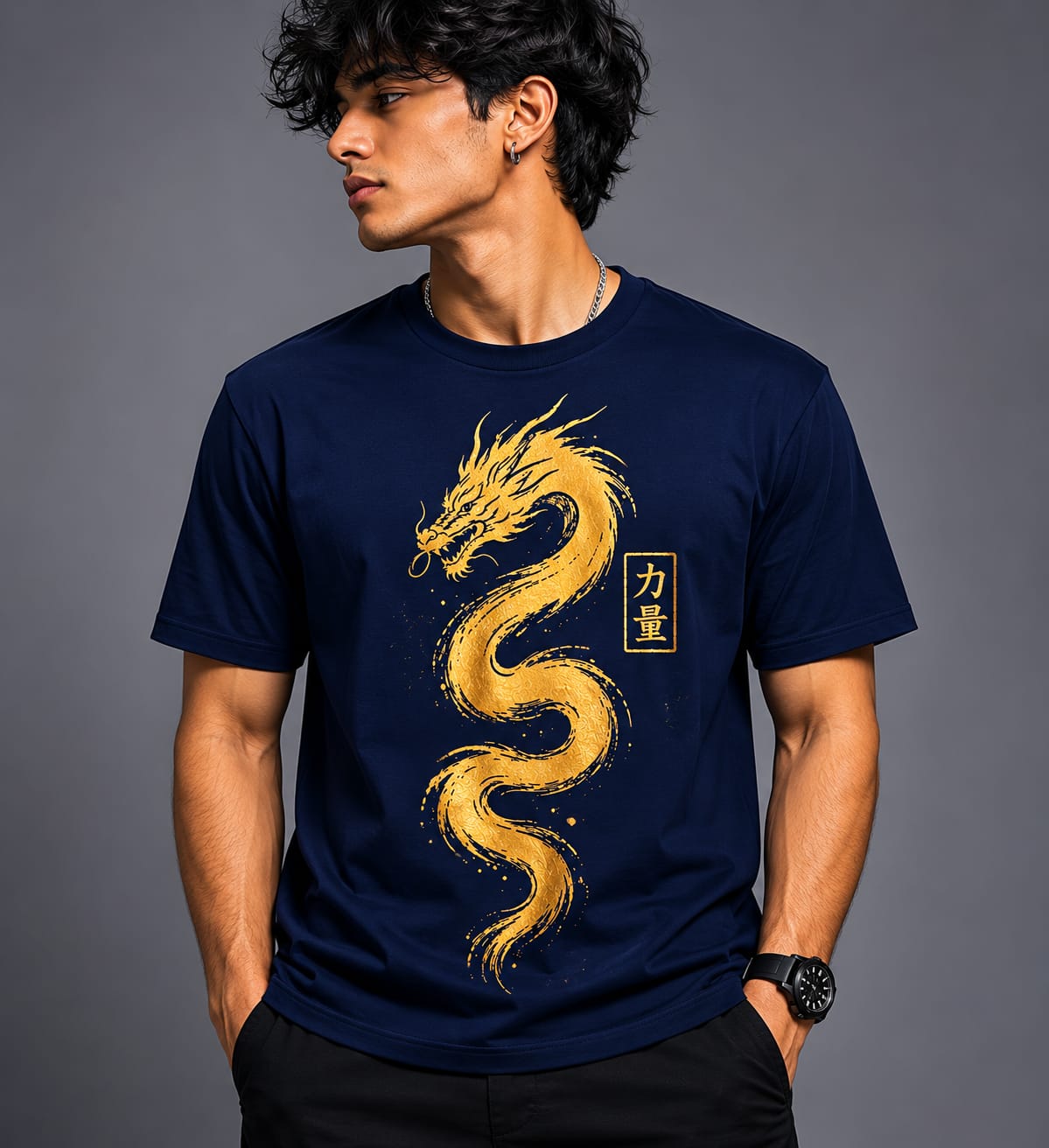 Golden Dragon – Premium Oversized Graphic T-Shirt