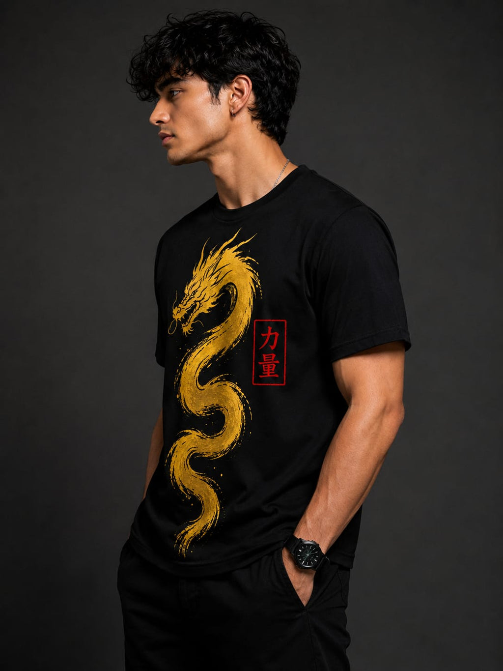 Golden Dragon – Premium Oversized Graphic T-Shirt