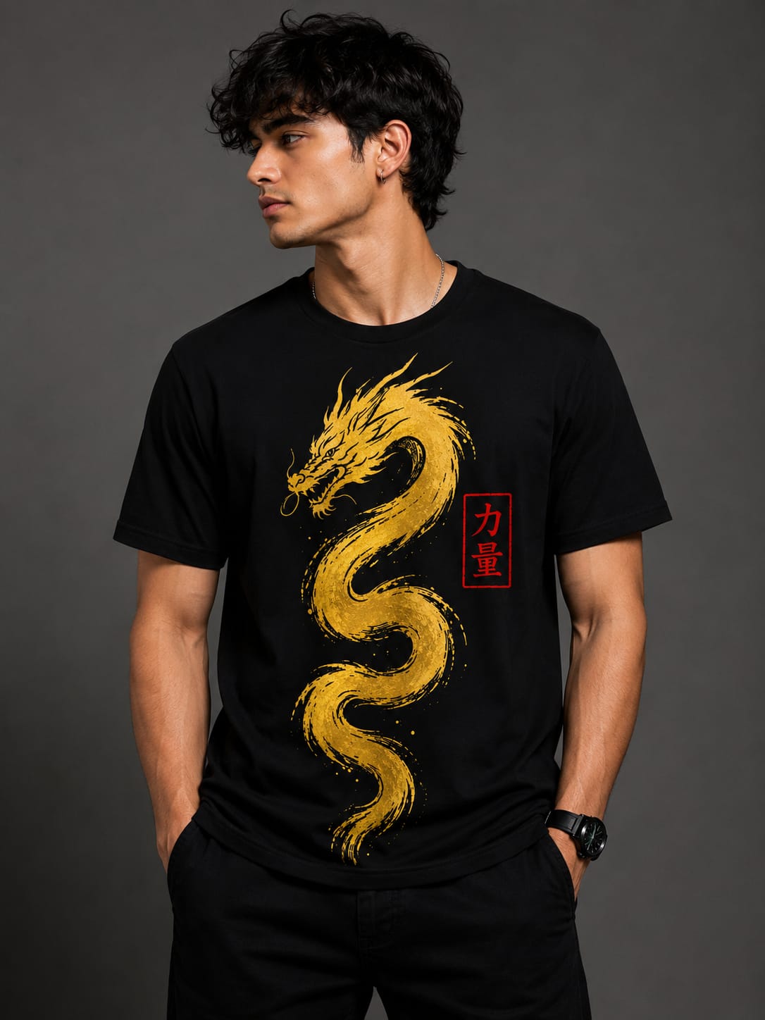 Golden Dragon – Premium Oversized Graphic T-Shirt