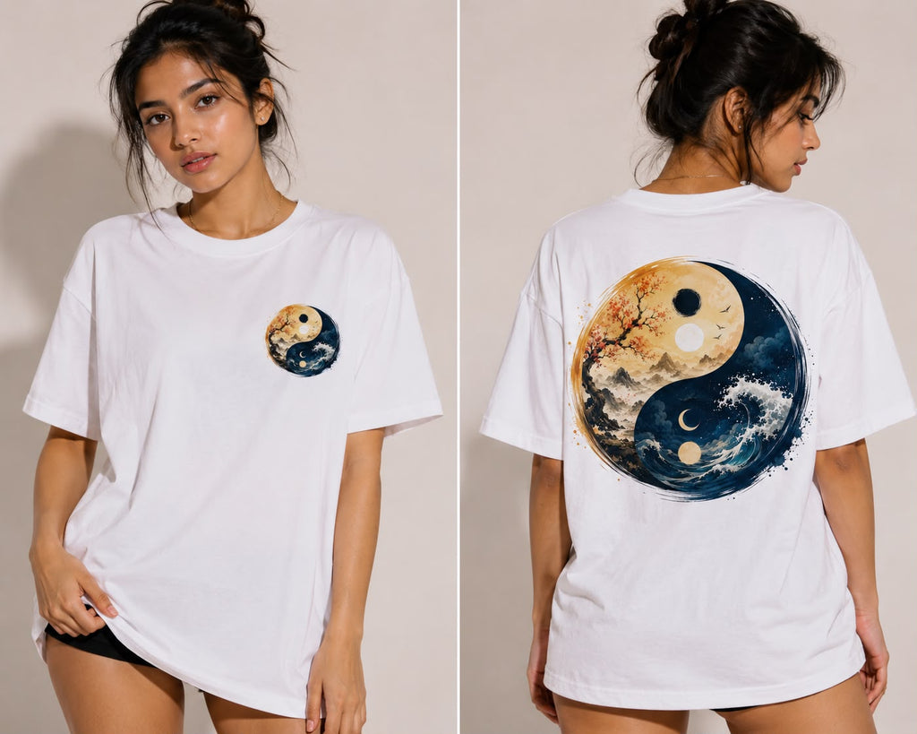 Yin &amp; Yang – Harmony of Opposites | Philosophy Collection | Female Oversized T-Shirt