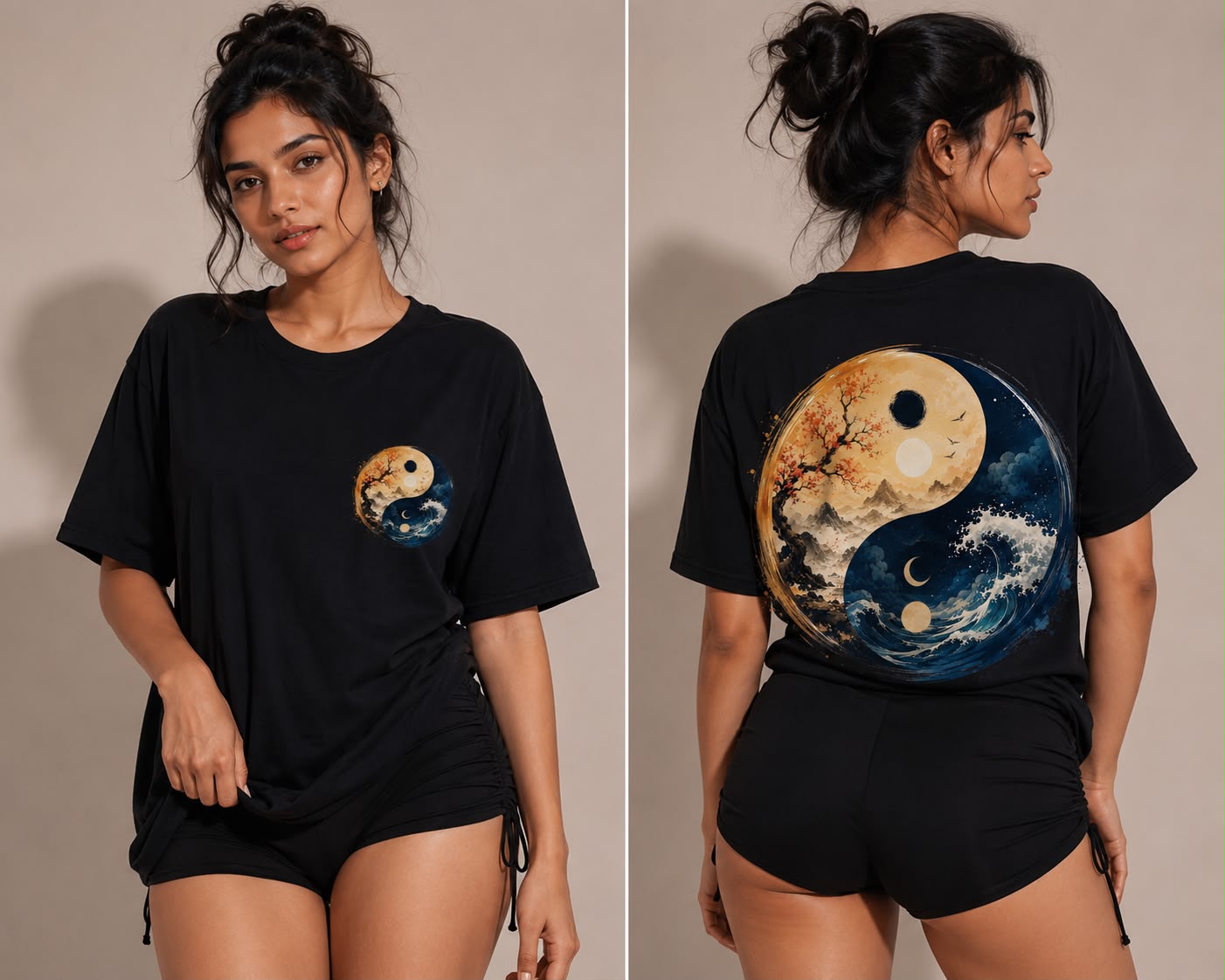 Yin &amp; Yang – Harmony of Opposites | Philosophy Collection | Female Oversized T-Shirt