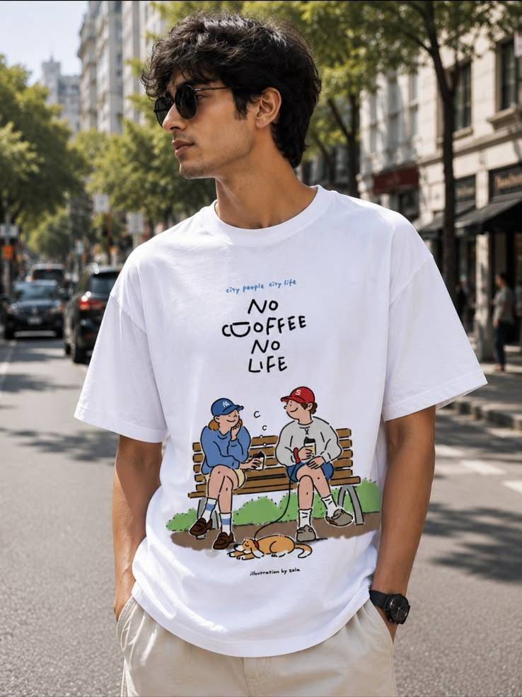 No Coffee No Life – Couple Collection | Matching Oversized Graphic T-Shirts.