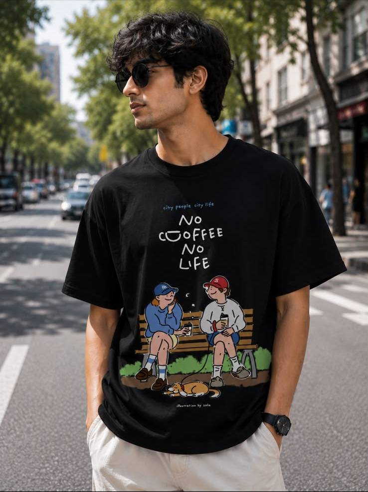 No Coffee No Life – Couple Collection | Matching Oversized Graphic T-Shirts.