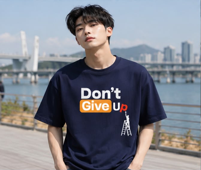 Don't Give Up – Oversized Motivational Philosophy T-Shirt for Men