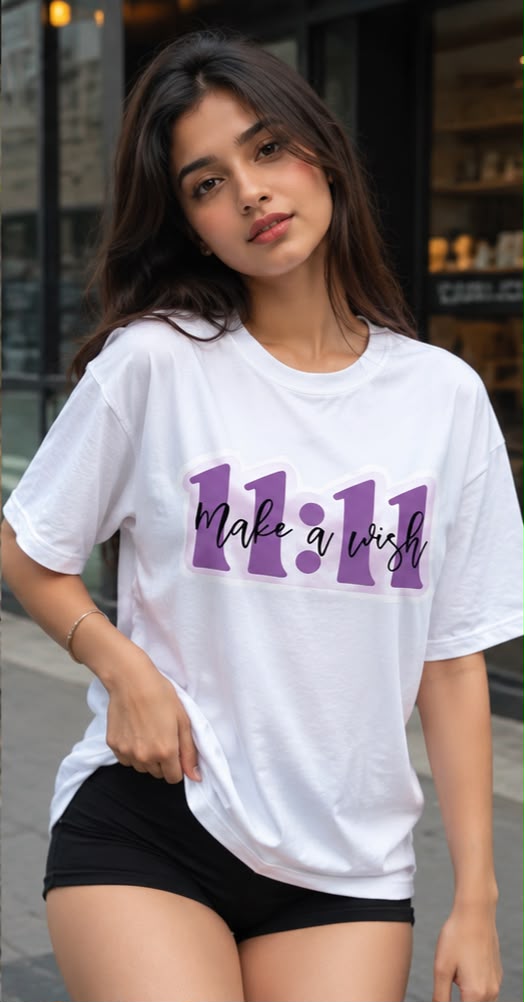 Make a Wish – (11:11)-Women's Oversized Graphic T-Shirt | Classic VYBEZ Collection