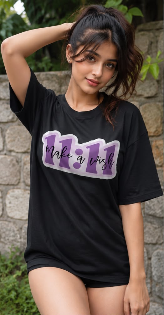 Make a Wish – (11:11)-Women's Oversized Graphic T-Shirt | Classic VYBEZ Collection