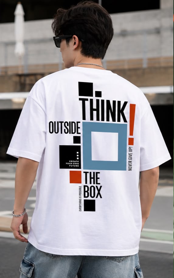 Think Outside the Box – Men's Oversized Graphic T-Shirt | Philosophy Collection