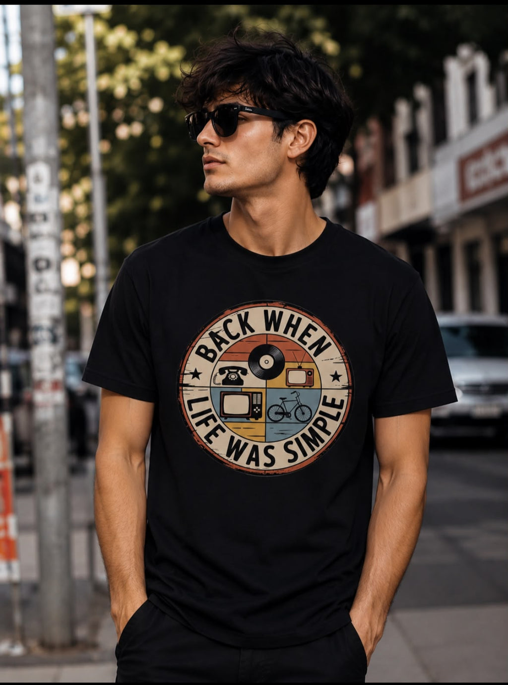 Back When Life Was Simple – Men's Oversized Graphic T-Shirt | Philosophy Collection