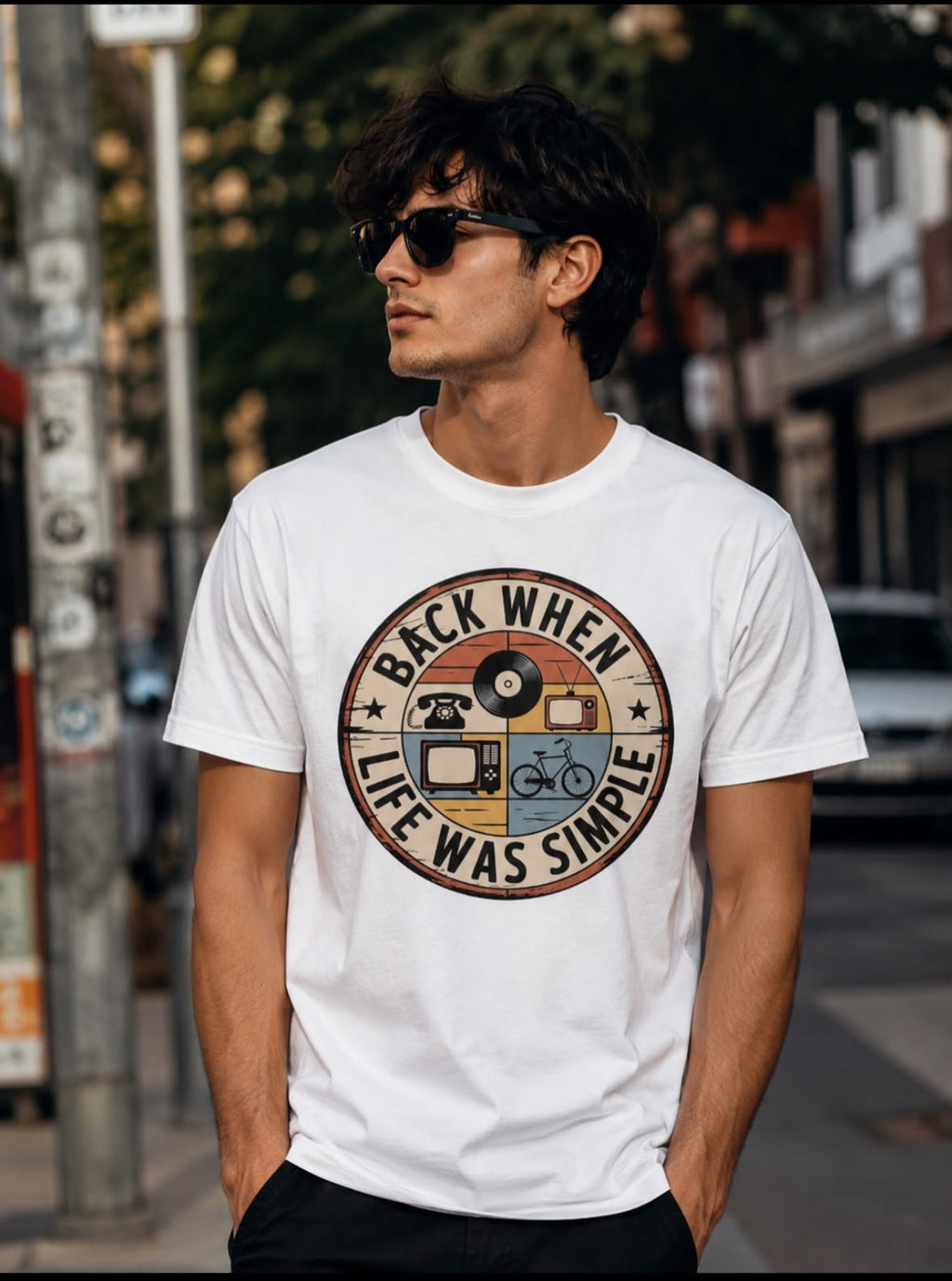 Back When Life Was Simple – Men's Oversized Graphic T-Shirt | Philosophy Collection