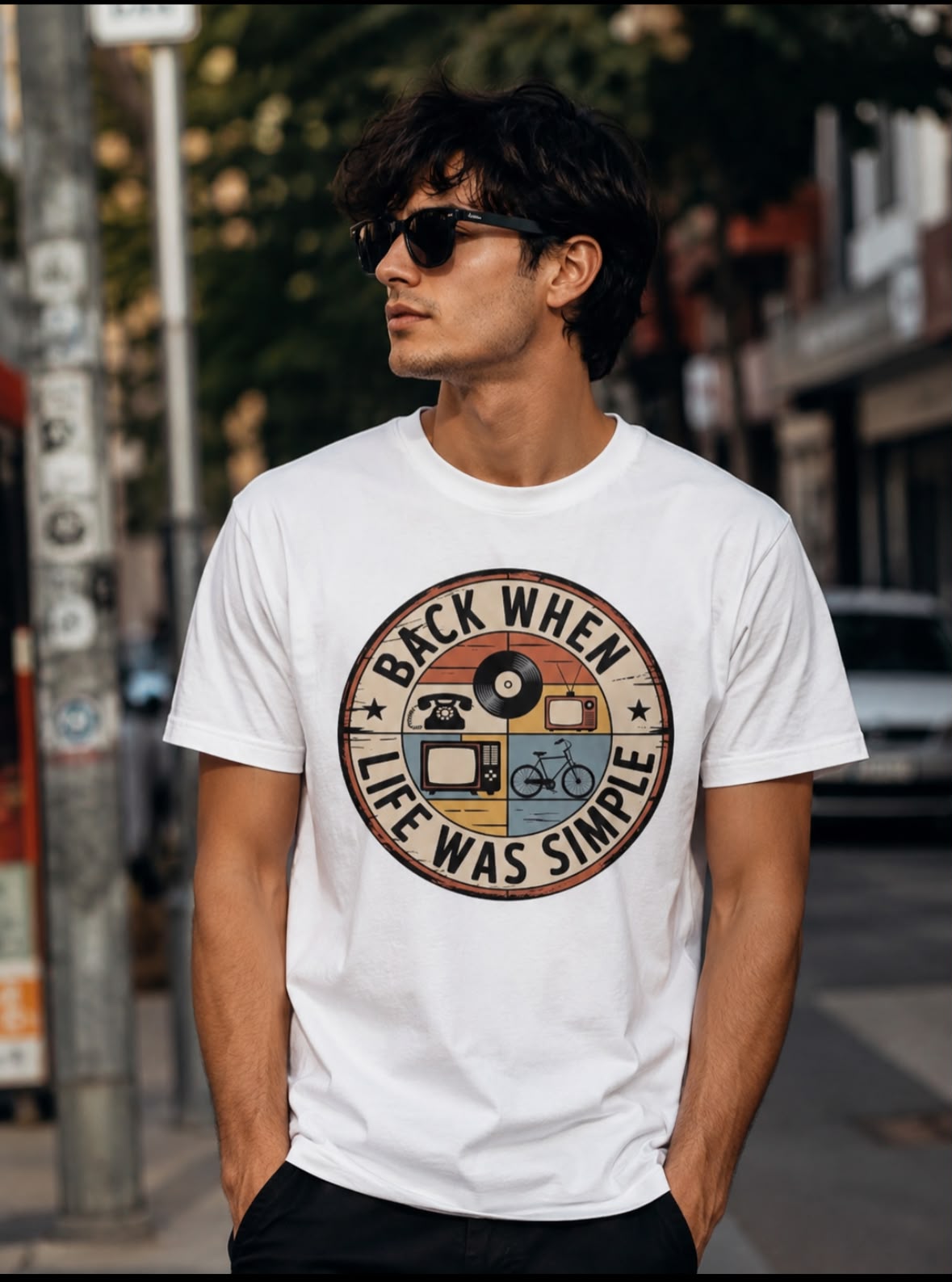 Back When Life Was Simple – Men's Oversized Graphic T-Shirt | Philosophy Collection