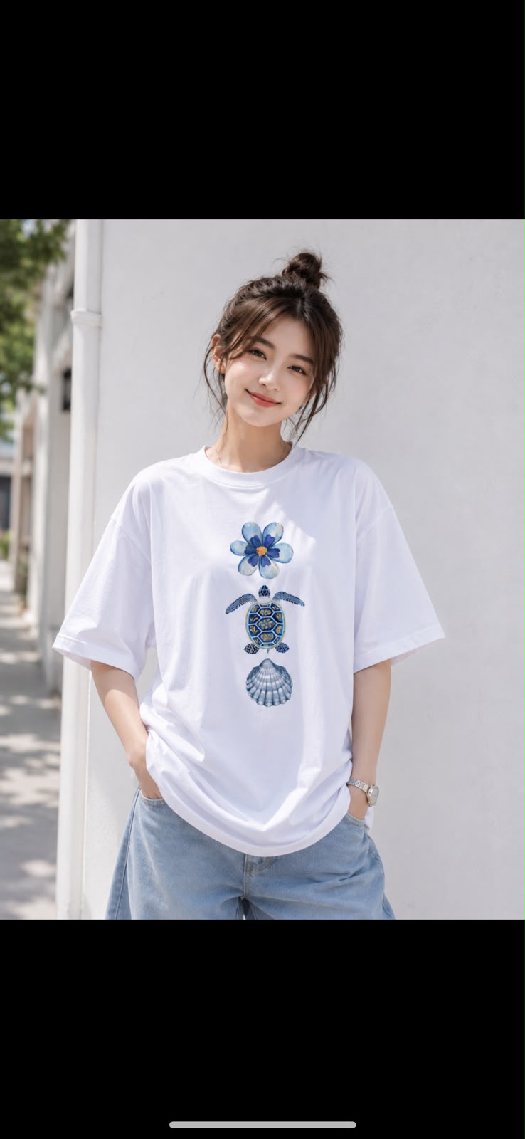 Ocean Harmony Oversized Graphic T-Shirt for Women