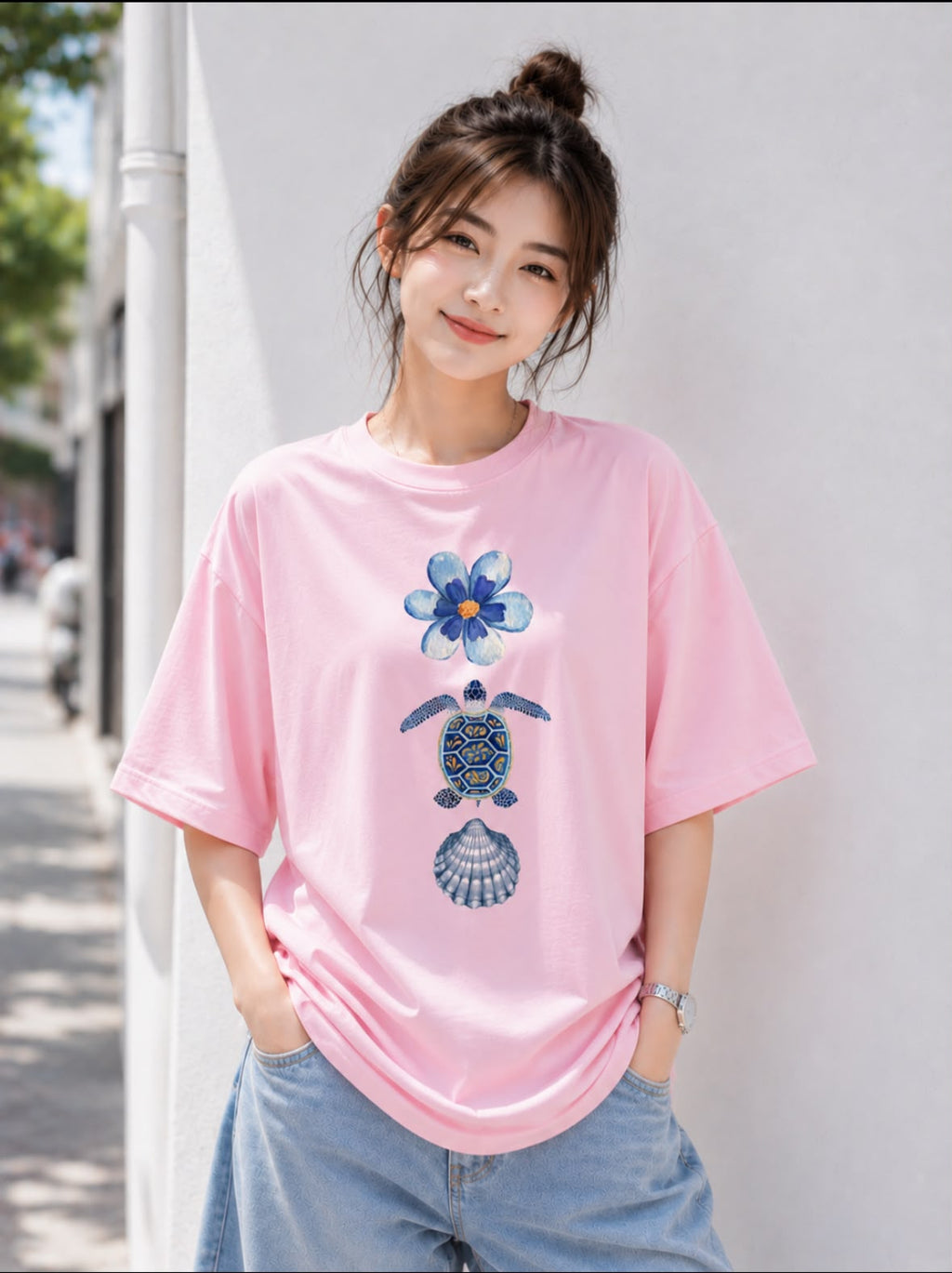 Ocean Harmony Oversized Graphic T-Shirt for Women