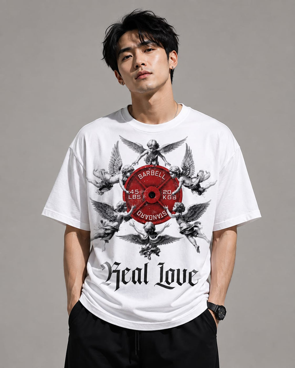 Heal Love Oversized Gym T-Shirt for Men | VYBEZ Gym Collection | Front & Back Graphic
