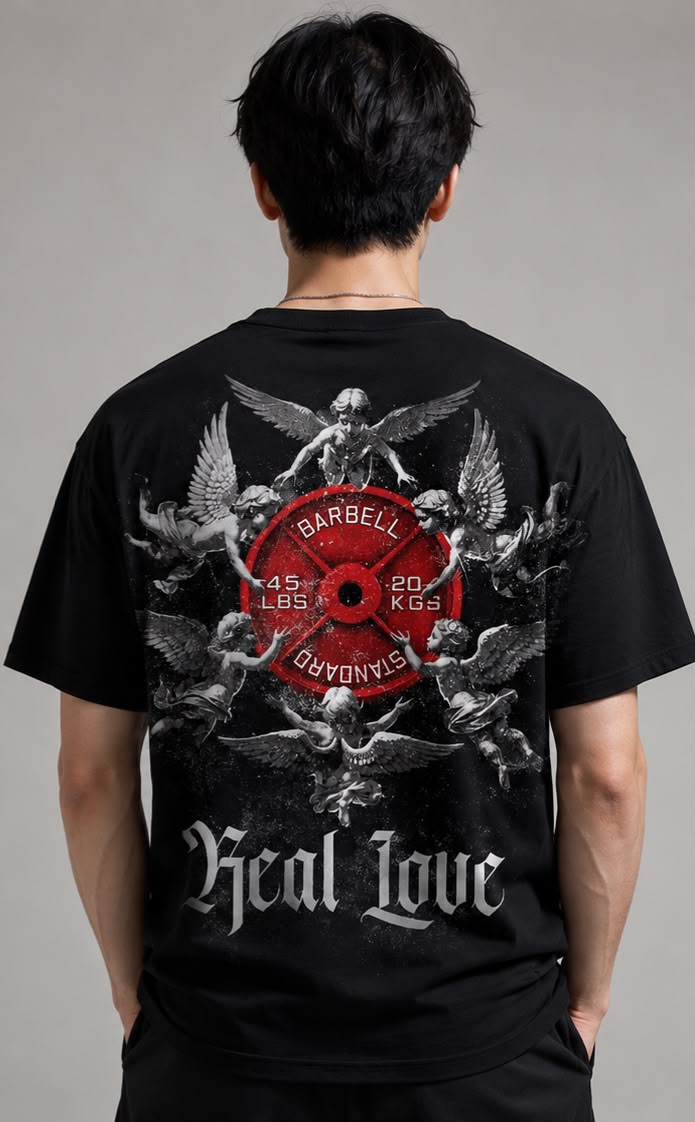 Heal Love Oversized Gym T-Shirt for Men | VYBEZ Gym Collection | Front & Back Graphic