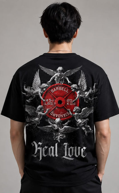 Heal Love Oversized Gym T-Shirt for Men | VYBEZ Gym Collection | Front & Back Graphic