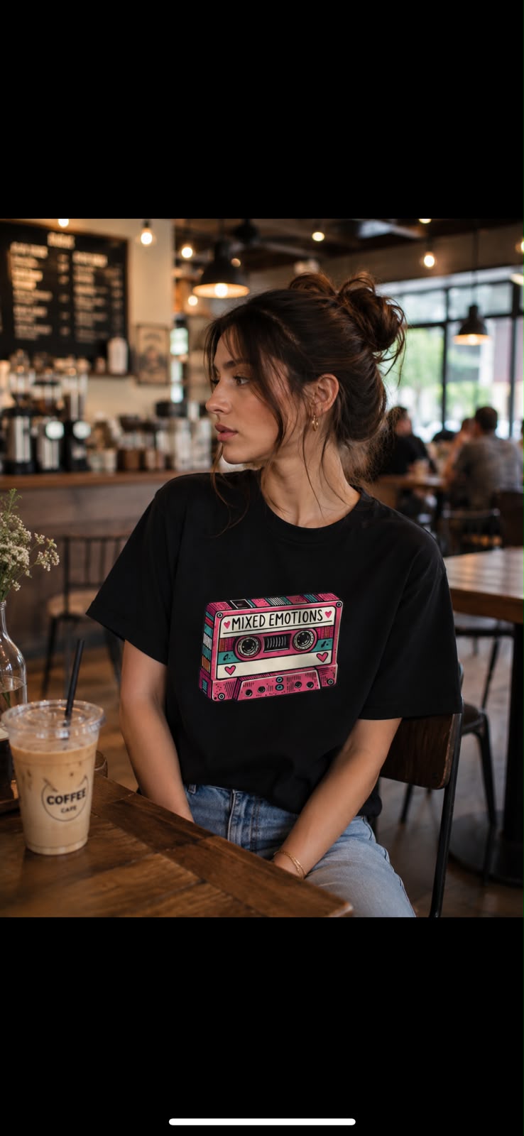 Mixed Emotions Oversized T-Shirt for Women | VYBEZ Classic Collection | Retro Cassette Graphic