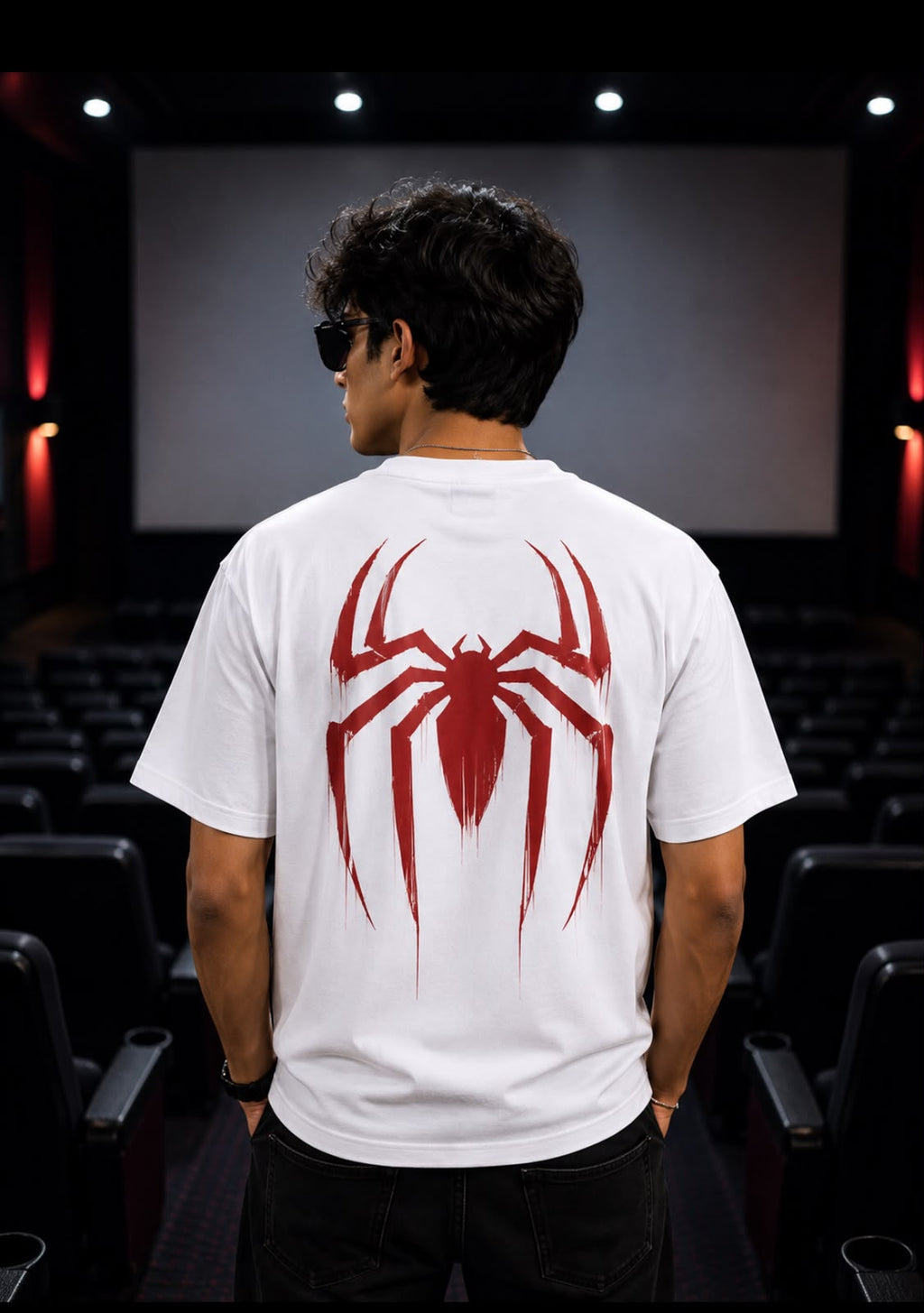 Spider Emblem Oversized T-Shirt for Men | VYBEZ Classics Collection | Minimal Superhero Inspired Graphic