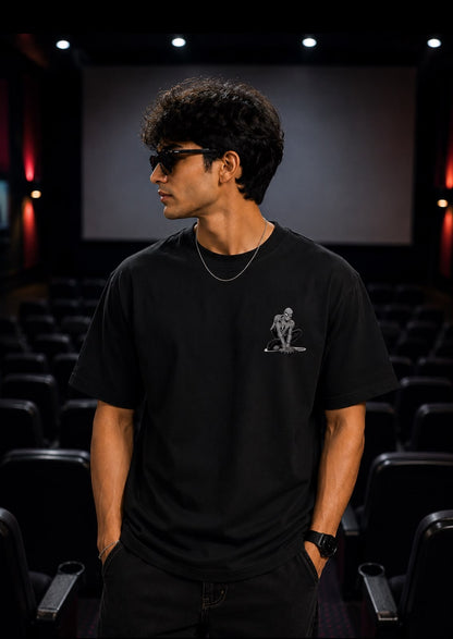 Spider Emblem Oversized T-Shirt for Men | VYBEZ Classics Collection | Minimal Superhero Inspired Graphic