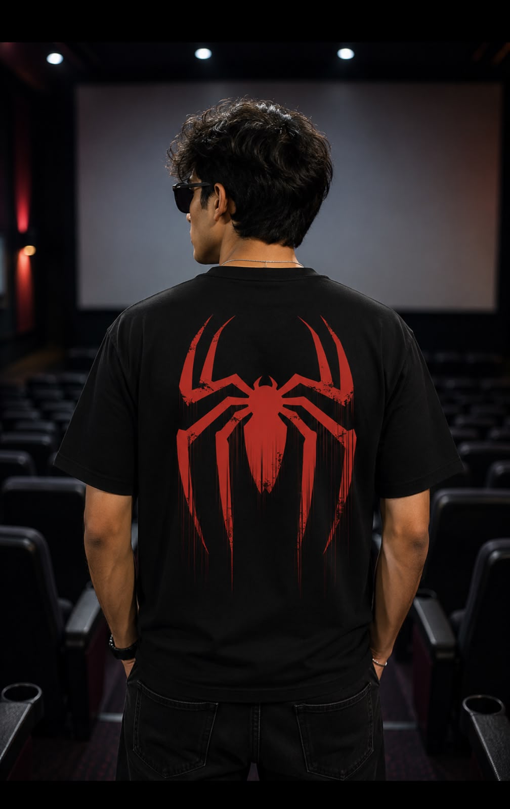 Spider Emblem Oversized T-Shirt for Men | VYBEZ Classics Collection | Minimal Superhero Inspired Graphic