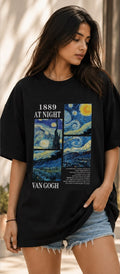 Van Gogh "1889 At Night" Oversized T-Shirt for Women | VYBEZ Classics Collection | Artistic Streetwear