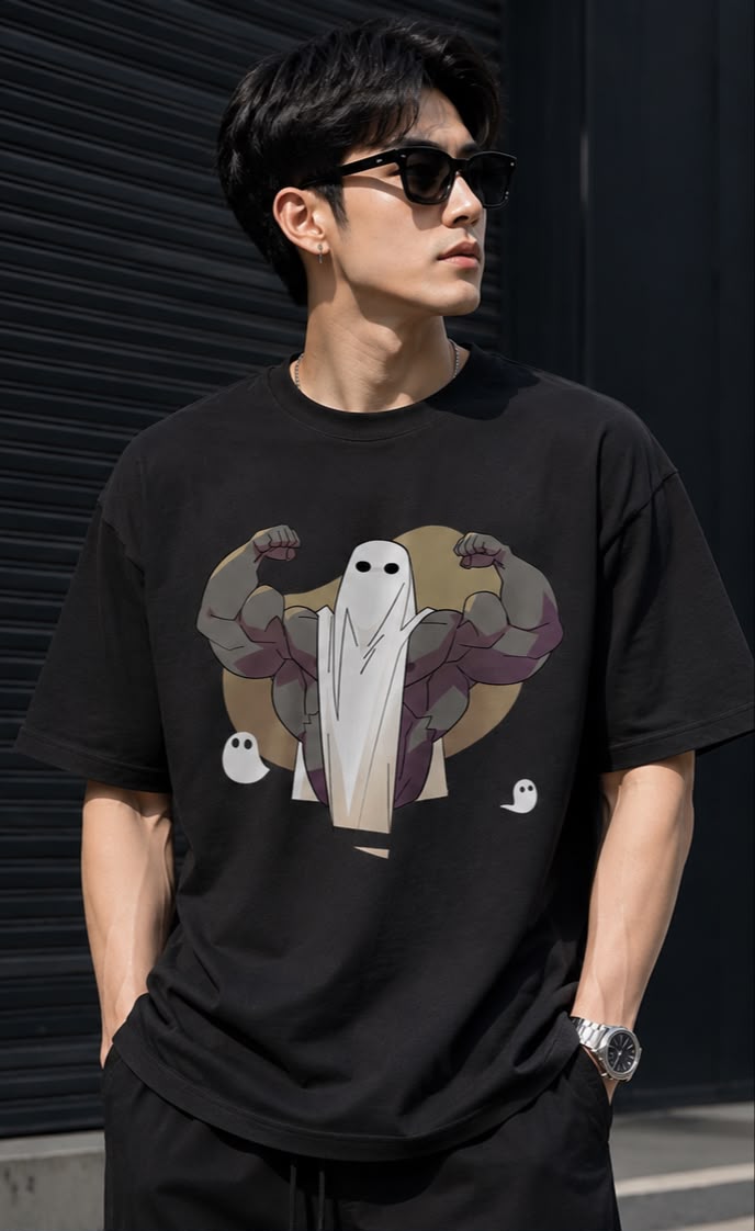 Phantom Gains Oversized T-Shirt for Men | Funny Gym Streetwear