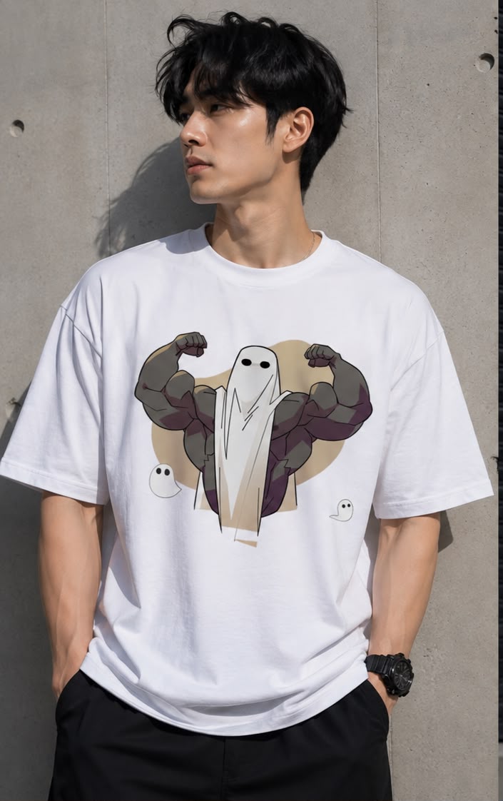 Phantom Gains Oversized T-Shirt for Men | Funny Gym Streetwear