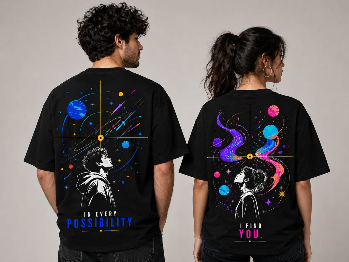 IN EVERY POSSIBILITY × I FIND YOU – Couple Oversized T-Shirt Set