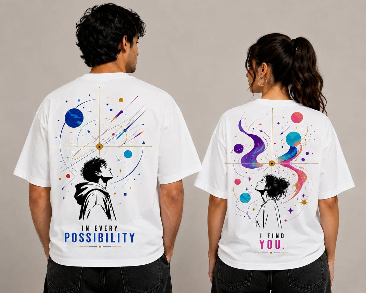 IN EVERY POSSIBILITY × I FIND YOU – Couple Oversized T-Shirt Set