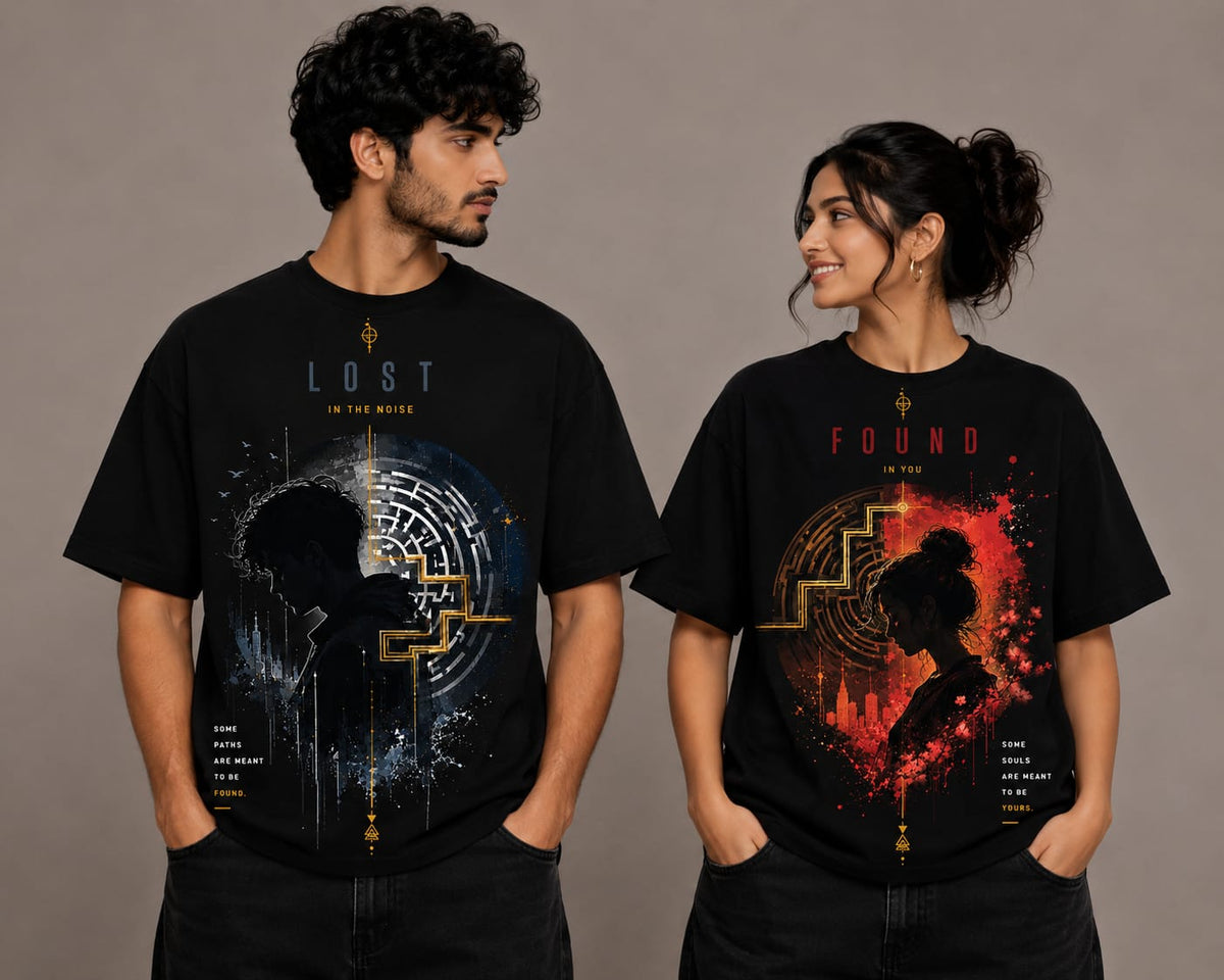 LOST IN THE NOISE × FOUND IN YOU – Couple Oversized T-Shirt Set