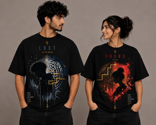 LOST IN THE NOISE × FOUND IN YOU – Couple Oversized T-Shirt Set